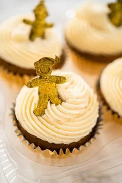 Gingerbread cupcakes Stock Photos