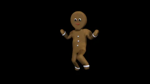 Gingerbread Dancer 03 - Loop + Alpha channel Stock Footage