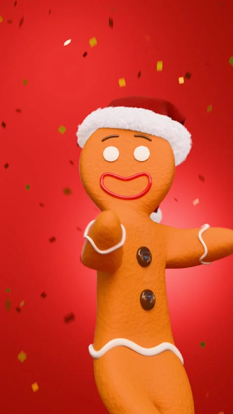 Gingerbread dancer in Christmas hat Stock-Footage 293507882