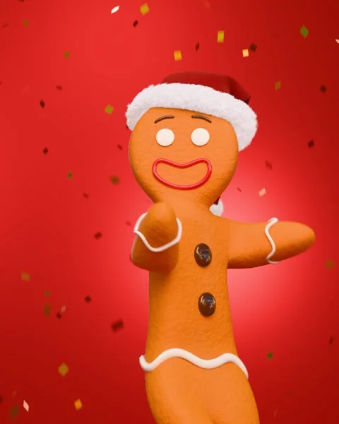 Gingerbread dancer in Christmas hat Stock Footage 293511287