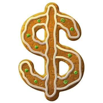 Gingerbread dollar decorated colored icing Stock Illustration