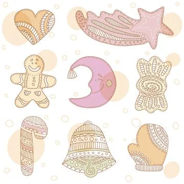 Gingerbread doodle pattern for kids Stock Illustration