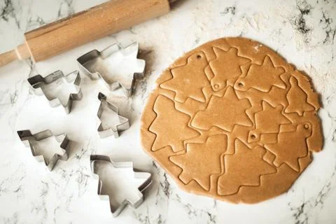 Gingerbread dough for gingerbread on the kitchen table Stock Photos