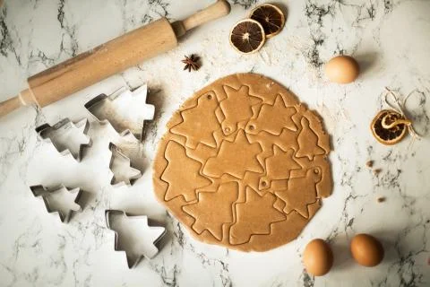Gingerbread dough for gingerbread on the kitchen table Stock Photos