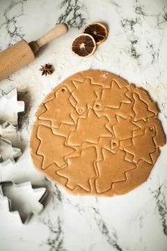 Gingerbread dough for gingerbread on the kitchen table Stock Photos