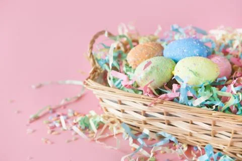 Gingerbread Easter bunny in Russian cake. Painted eggs. Orthodox Russian Easter Stock Photos