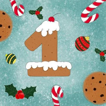 Gingerbread figure 1 for postcards Stock Illustration