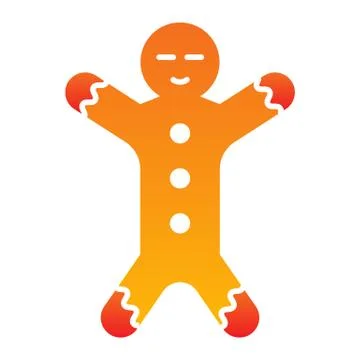 Gingerbread flat icon. Ginger cookie in shape of man symbol, gradient style Stock Illustration