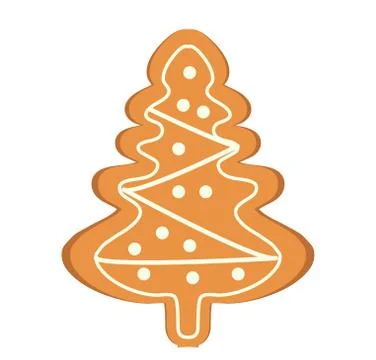Gingerbread in the form of Christmas tree vector icon. Isolated on white ba.. Stock Illustration