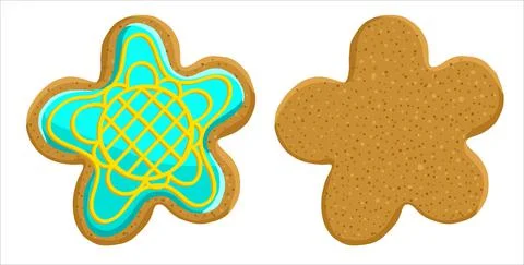 Gingerbread in the form of a flower with and without icing. Illustration, vector Illustrazione stock