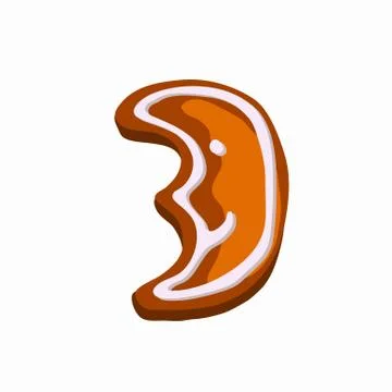 Gingerbread glazed crescent moon isolated on white Stock Illustration