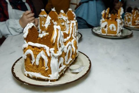 Gingerbread hands master class child castle Stock Photos