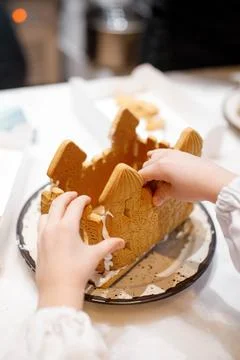 Gingerbread hands master class child Stock Photos