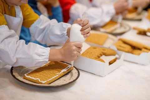 Gingerbread hands master class child Stock Photos
