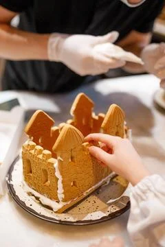 Gingerbread hands master class child Stock Photos