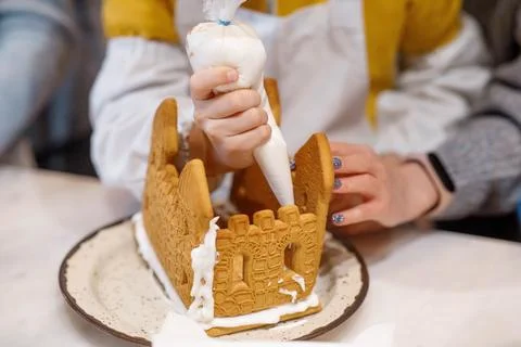 Gingerbread hands master class child Stock Photos