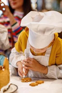 Gingerbread hands master class child Stock Photos
