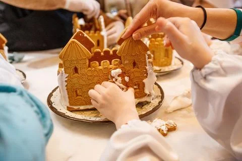 Gingerbread hands master class child Stock Photos