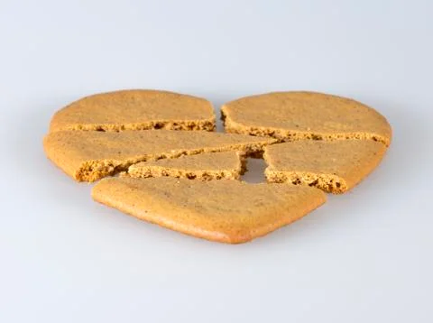 Gingerbread Heart Broken Stock Photos
