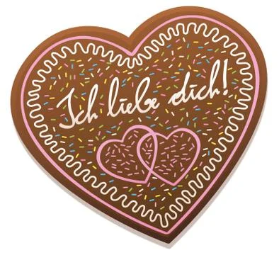 Gingerbread Heart Ich Liebe Dich Illustrazione stock