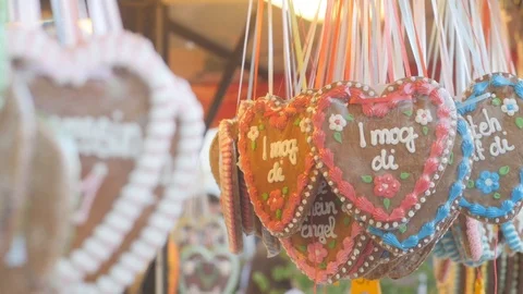 Gingerbread hearts Stock Footage 88288481