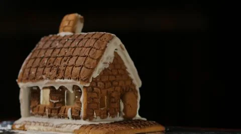 Gingerbread House Black Background Stock Photos