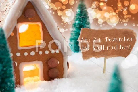 Gingerbread House, Bronze Background, Weihnachten Means Christmas Stock Photos