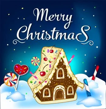 Gingerbread house card Stock Illustration