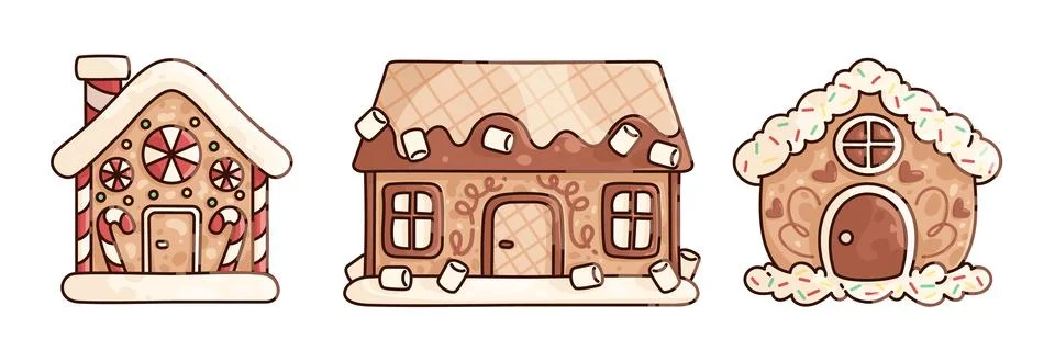 Gingerbread house collection Stock Illustration