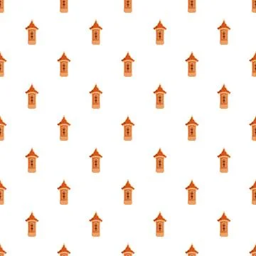 Gingerbread house cookies seamless pattern on white background Illustrazione stock