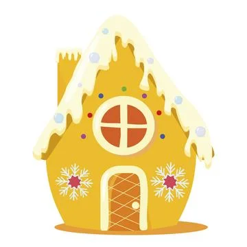 Gingerbread house covered with candy icing. Vector illustration. Stock Illustration