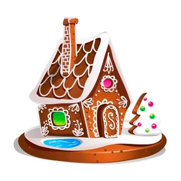 Gingerbread house decorated candy icing and sugar. Christmas cookies Stock Illustration