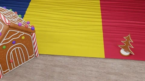 Gingerbread house with the flag of Chad on the table Video stock 167764668