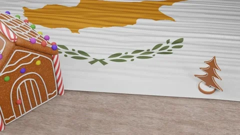 Gingerbread house with the flag of Cyprus on the table Video stock 167764679