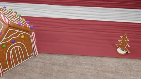 Gingerbread house with the flag of Latvian on the table Stock-Footage 167764745