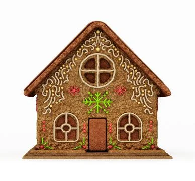 Gingerbread house isolated on white background. 3D illustration Stock Illustration