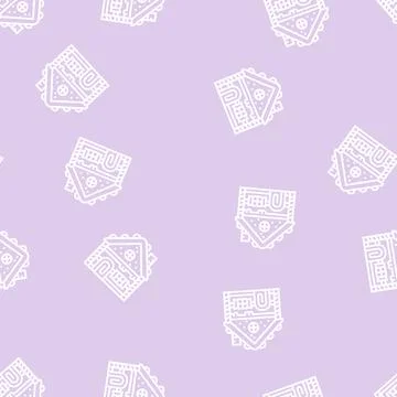 Gingerbread house line seamless pattern イラスト素材