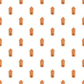 Gingerbread house pattern creating festive holiday background Stock Illustration