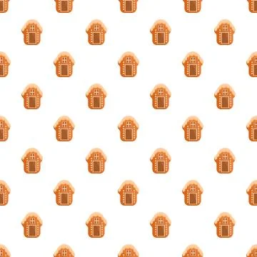 Gingerbread house pattern creating festive christmas background Stock Illustration