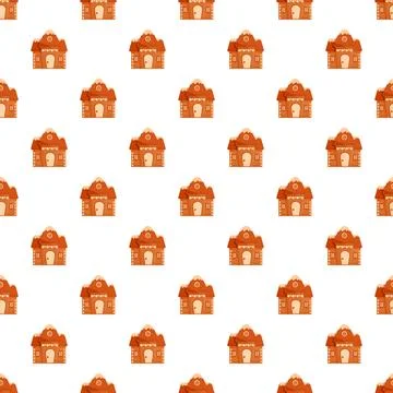 Gingerbread house pattern creating festive holiday background Stock Illustration