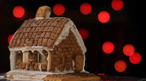 Gingerbread House Red Lights Stock Photos
