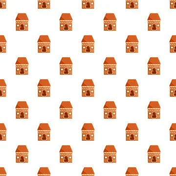 Gingerbread house repeating pattern creating festive background Illustrazione stock