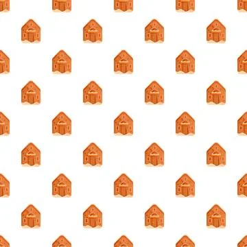 Gingerbread house repeating pattern creating festive background Stock Illustration