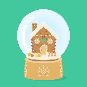 Gingerbread house snowglobe Illustrazione stock