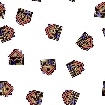 Gingerbread house vector seamless pattern Illustrazione stock