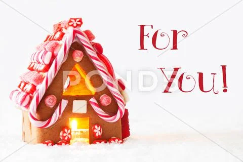 Gingerbread House, White Background, Text For You Stock Photos