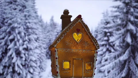 Gingerbread House in the Winter Forest. Stock Footage 293295252