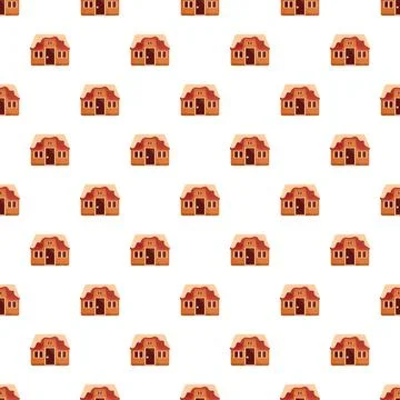 Gingerbread houses repeating pattern for winter holiday background Stock Illustration