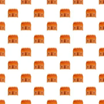 Gingerbread houses repeating pattern for winter holidays background Stock Illustration