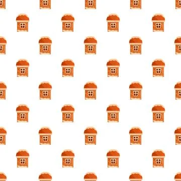 Gingerbread houses repeating seamless pattern for winter holidays Stock Illustration